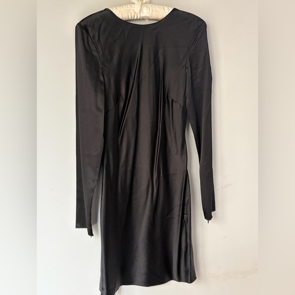 Black Long-Sleeve Silk Dress